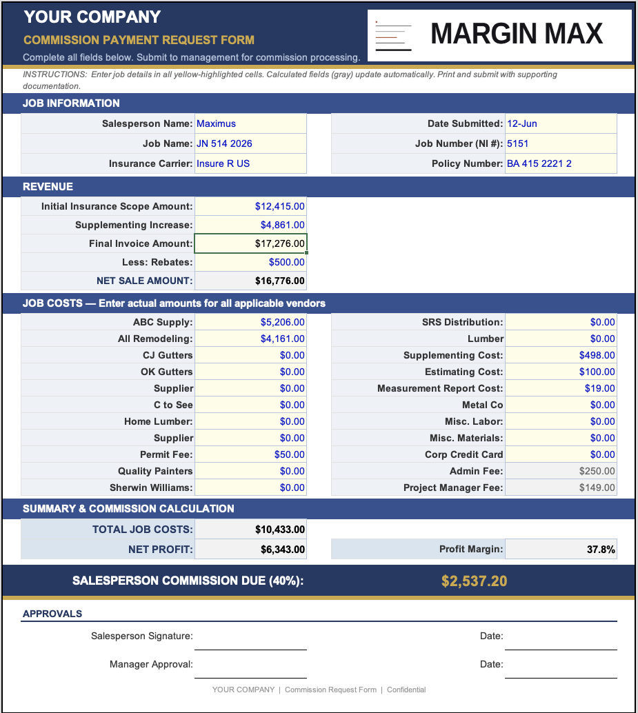 Commission Payment Request Form